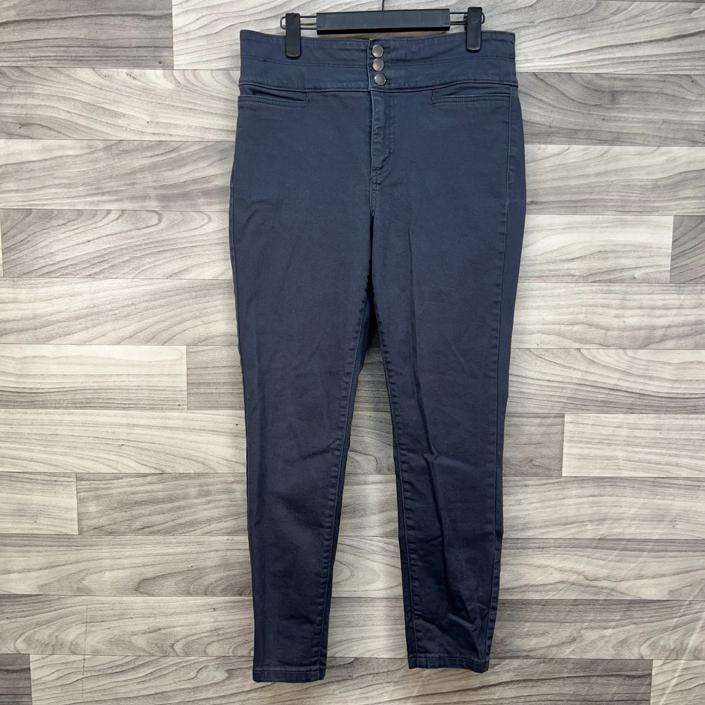 Loft Skinny Jeans Women's 8 Gray Denim High Waisted 3 Button Stretch Dark Wash